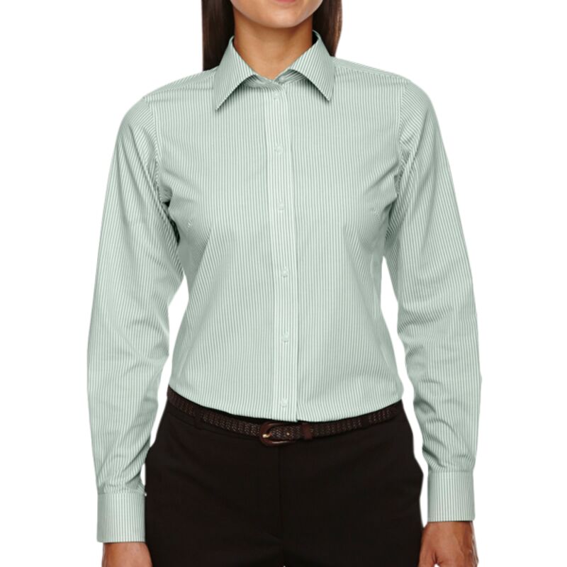 Ladies' Crown Collection® Banker Stripe Woven Shirt Thumbnail